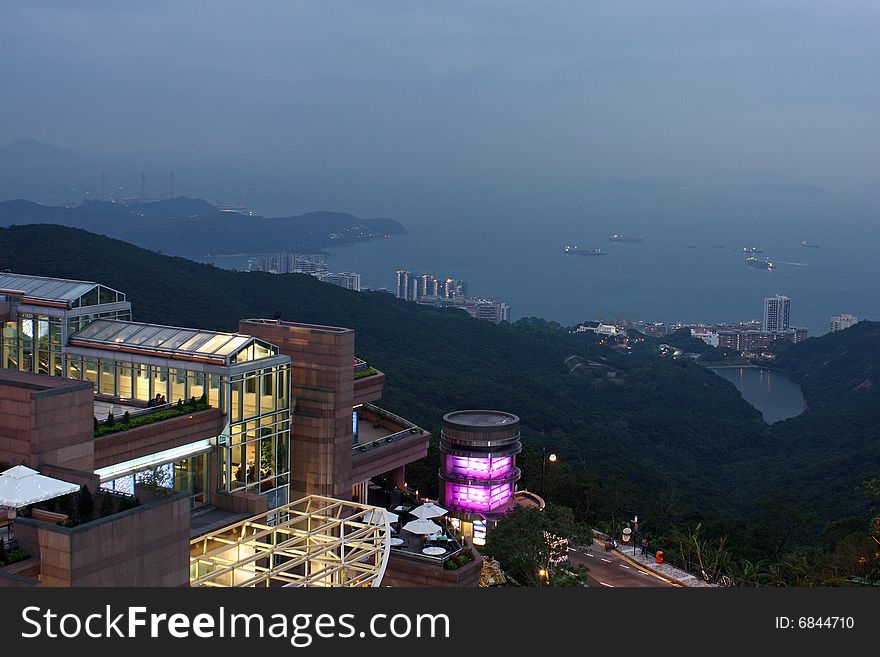 Hongkong view from The Peak at dusk