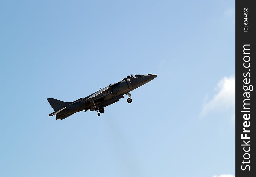 Harrier climbs rapidly high angle pitch gear down