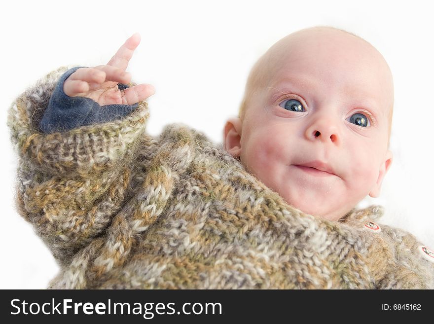 Newborn baby in winter clothes