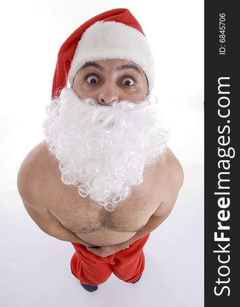 High angle view of shocked santa clause