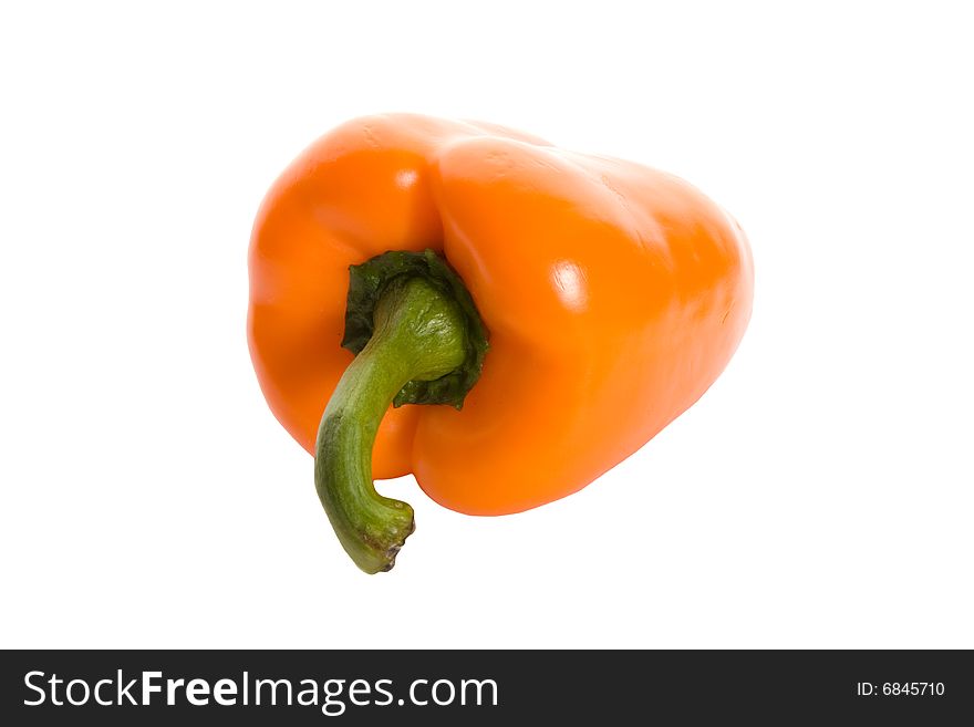 Ripe orange pepper isolated on white