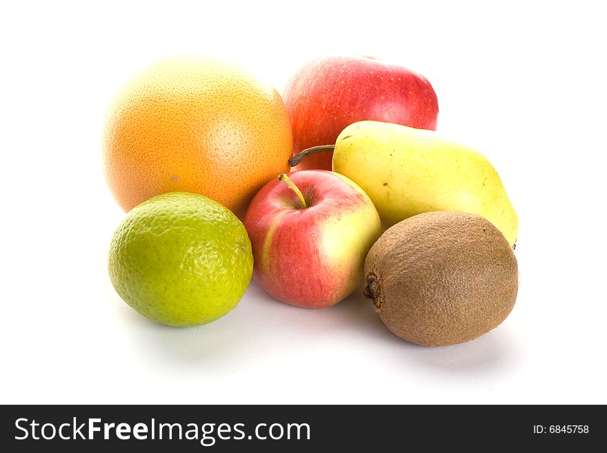 Few fruits isolated on white background