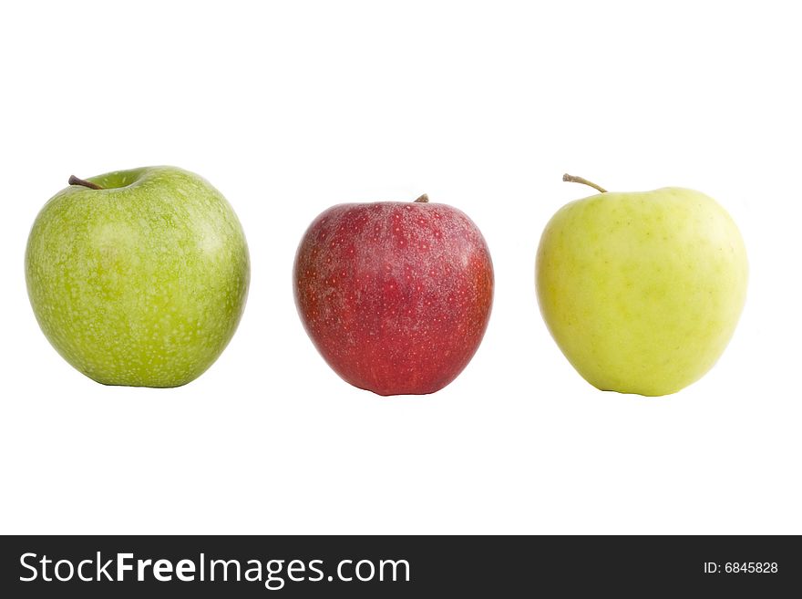 Three apples isolated on white background