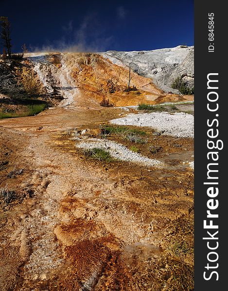 Mammoth hot spring view in yellowstone wyoming. Mammoth hot spring view in yellowstone wyoming