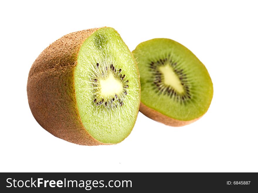 Sliced kiwi isolated on white background