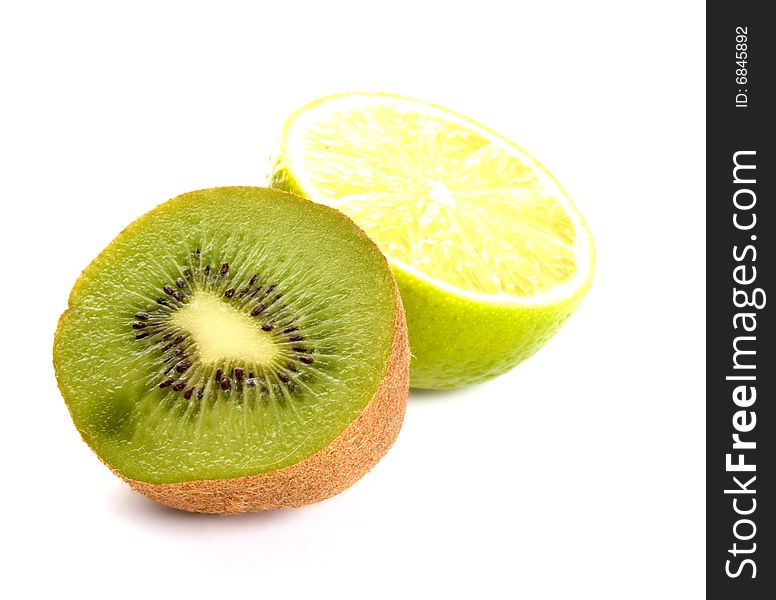 Kiwi and lime isolated on white background