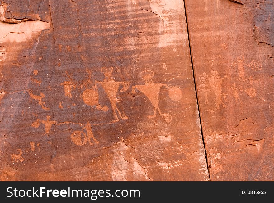 Indian Petroglyph On Red Rock
