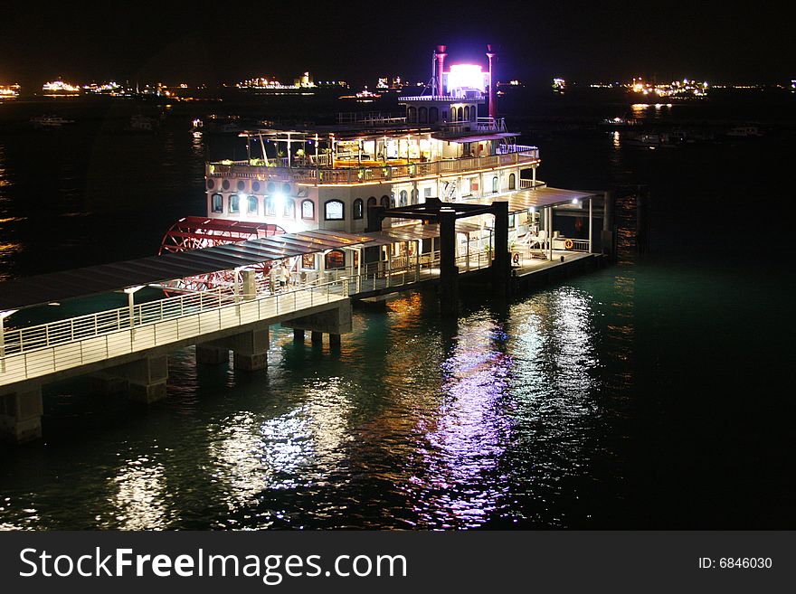 Riverboat berthed at its station at the Marina. Riverboat berthed at its station at the Marina