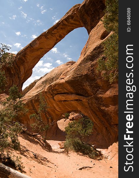 Rock arch on blue sky background in arches national park utah. Rock arch on blue sky background in arches national park utah