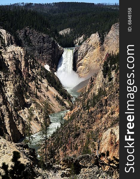 Nice waterfall in yellowstone transforming in a little stream. Nice waterfall in yellowstone transforming in a little stream