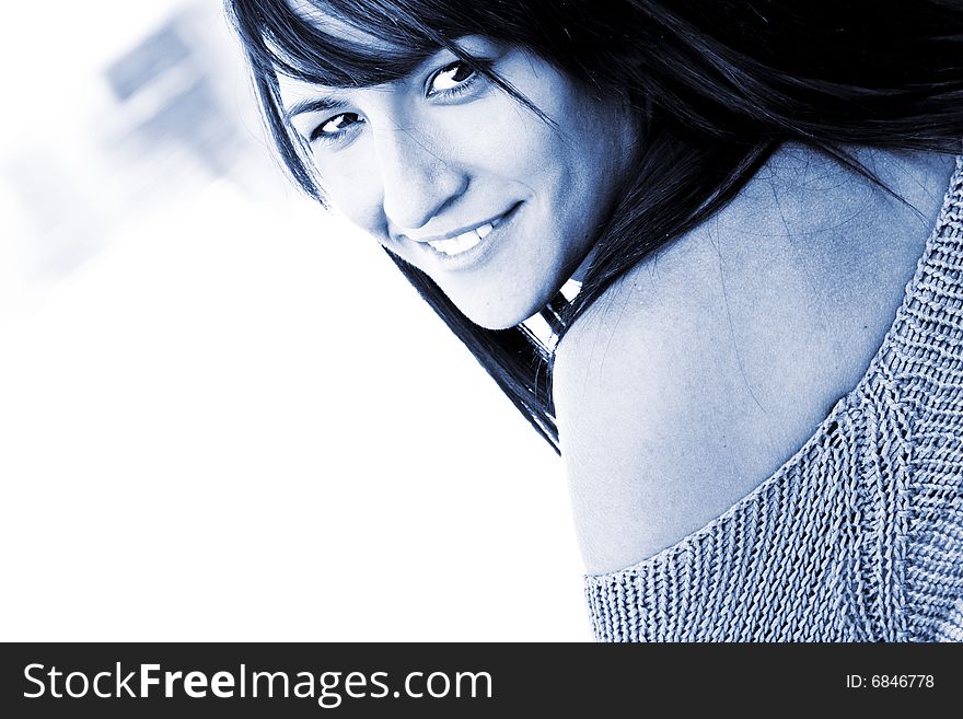 Smiling beautiful woman with white background. Smiling beautiful woman with white background