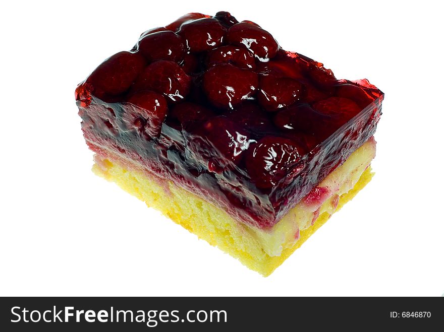 A shot of a piece of rasberry cake