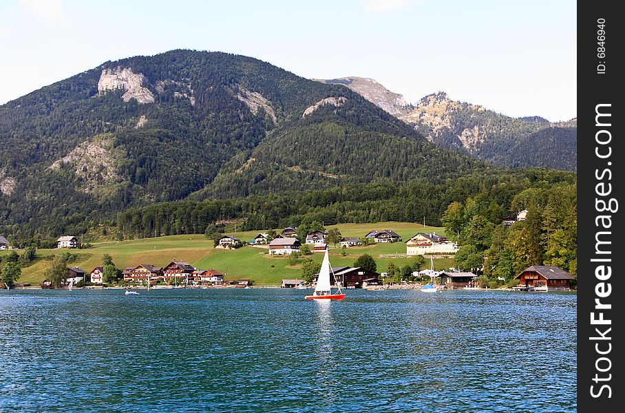 The beautiful countryside of St. Wolfgang in Lake district near Salzburg Austria