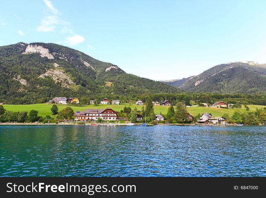 The beautiful countryside of St. Wolfgang in Lake district near Salzburg Austria