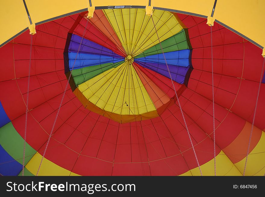 Interior shot of a colorful hot air balloon. Interior shot of a colorful hot air balloon