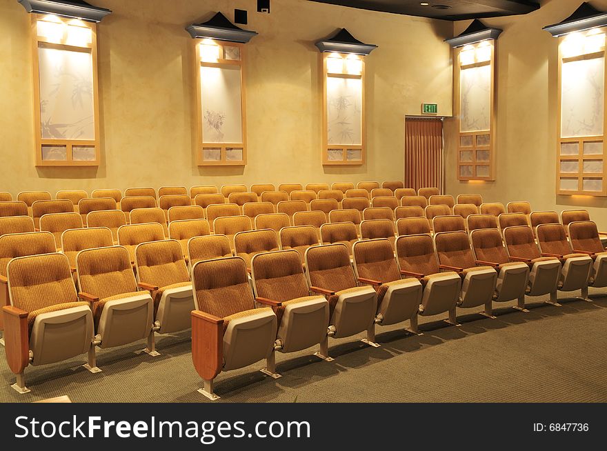 Roll of seats inside of a Mormon Church theater in Oahu. Roll of seats inside of a Mormon Church theater in Oahu