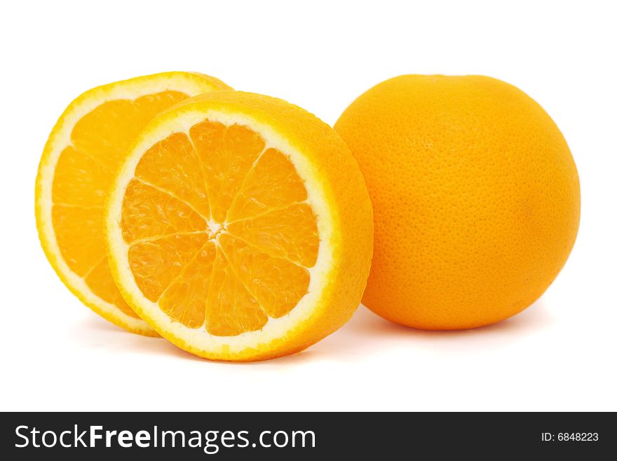 Orange and pieces isolated on white background. Orange and pieces isolated on white background.