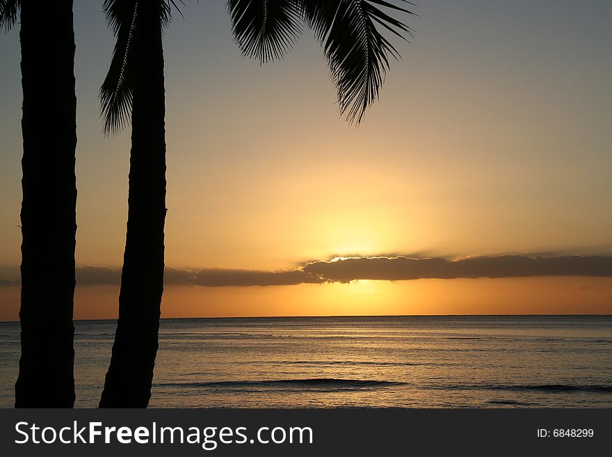 Sunset off Waikiki Beach in Honolulu, Oahu, Hawaii. Sunset off Waikiki Beach in Honolulu, Oahu, Hawaii