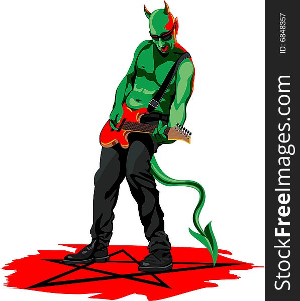 Vector illustration of demon to playing the guitar. Vector illustration of demon to playing the guitar