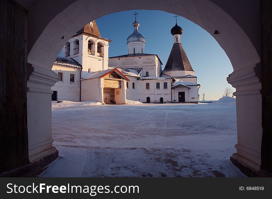 Little monastery in winter