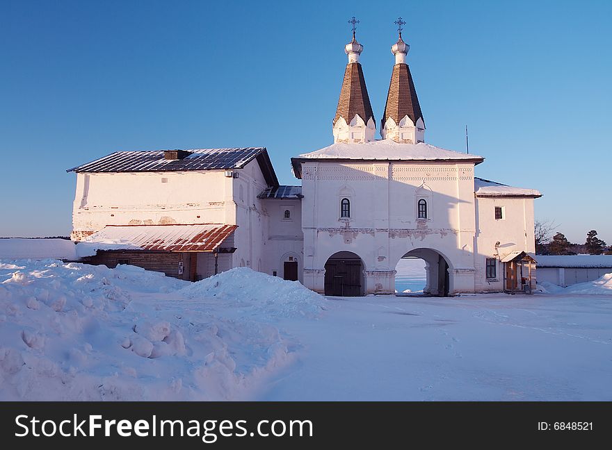 Little monastery in Ferapontovo village, Russia. Little monastery in Ferapontovo village, Russia
