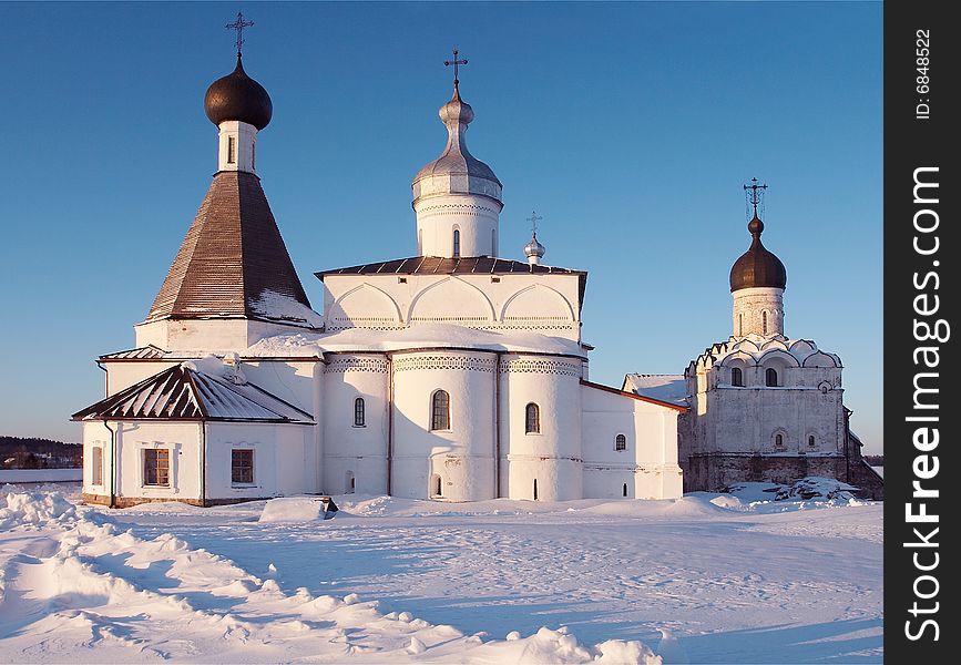 Little monastery in Ferapontovo village, Russia. Little monastery in Ferapontovo village, Russia