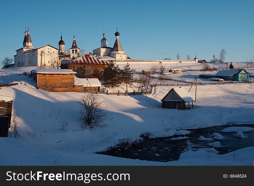 Little monastery in winter