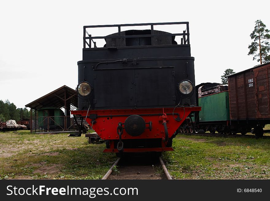 Little russian black steam locomotive