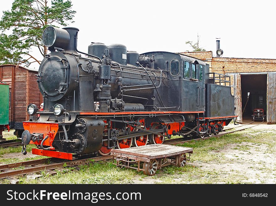 Little russian black steam locomotive