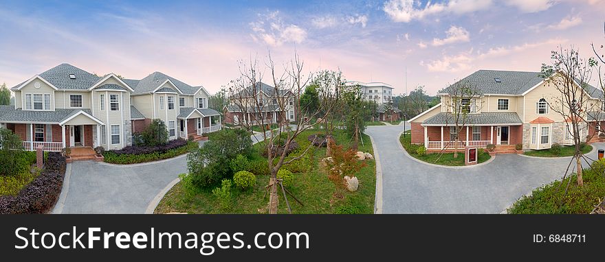 Panorama of the single story bungalows. Panorama of the single story bungalows.