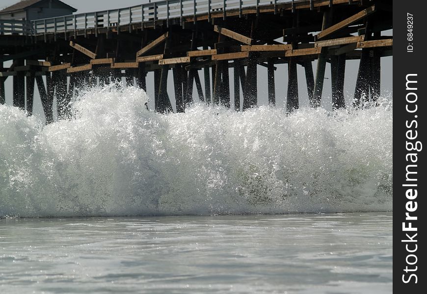 Wave splash on shore in San Clement