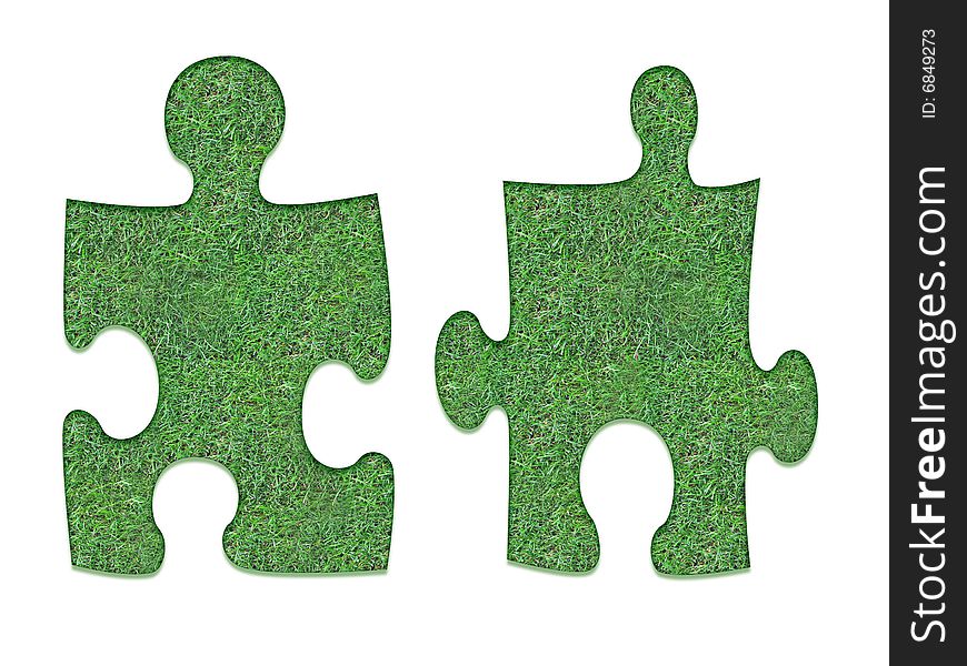 Puzzle people in a green garden setting