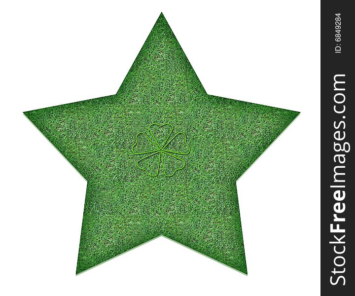 Green star with a heart for nature lovers