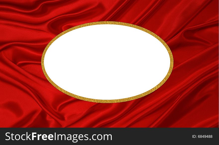A red wrapped silk frame with a white copy space bordered in gold. A red wrapped silk frame with a white copy space bordered in gold