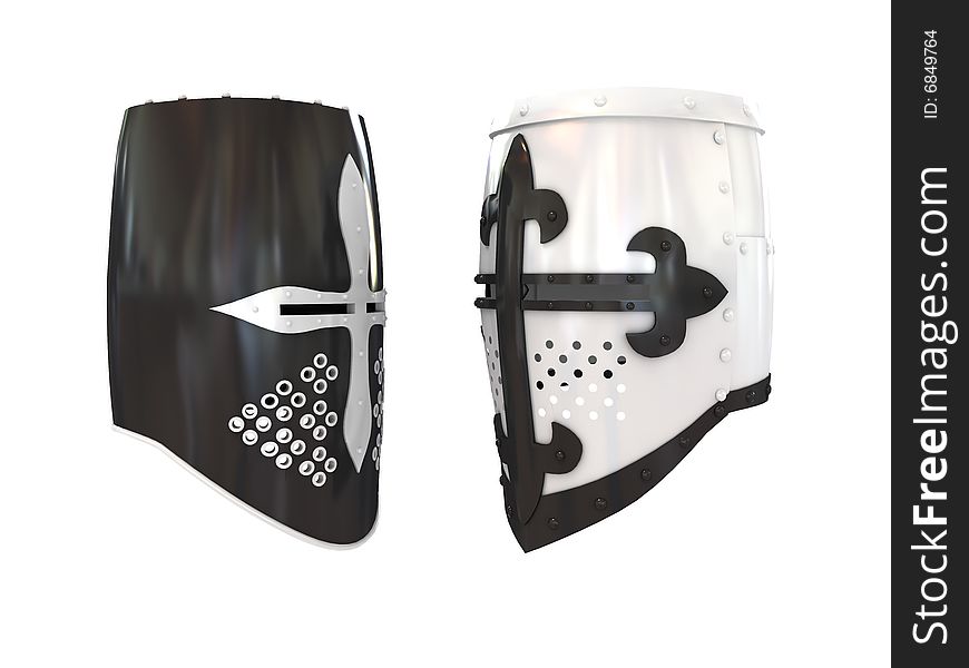 Black and white Knightly helmets