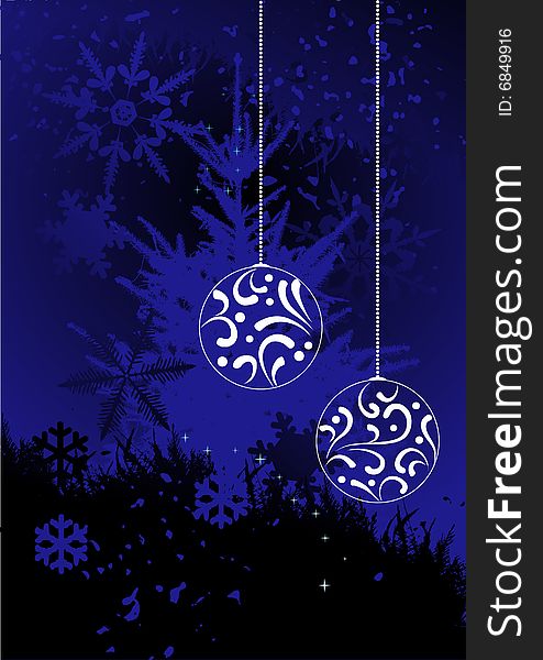 Christmas background, tree - 2d illustration