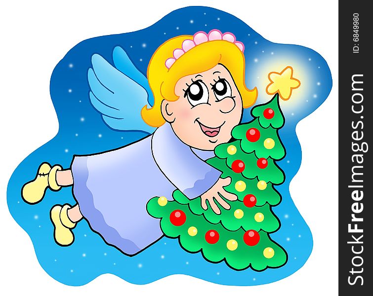 Angel Holding Christmas Tree