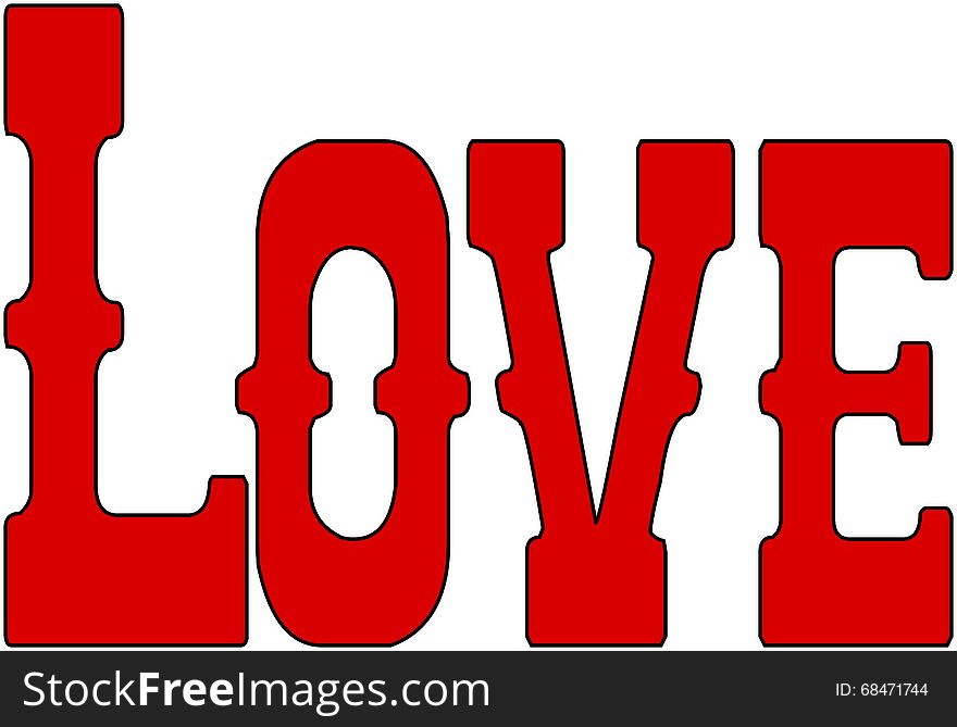 Love word in red