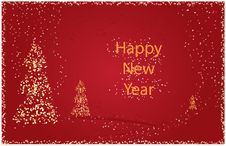 Happy New Year Card With Abstract Trees And Stars Royalty Free Stock Photo Happy New Year Card With Abstract Trees And Stars Royalty Free Stock Photo