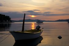 Boat In The Rays Of Sunset Stock Photography Boat In The Rays Of Sunset Stock Photography