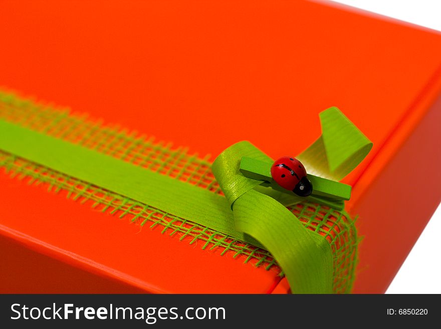 Closeup Of Red Gift Box