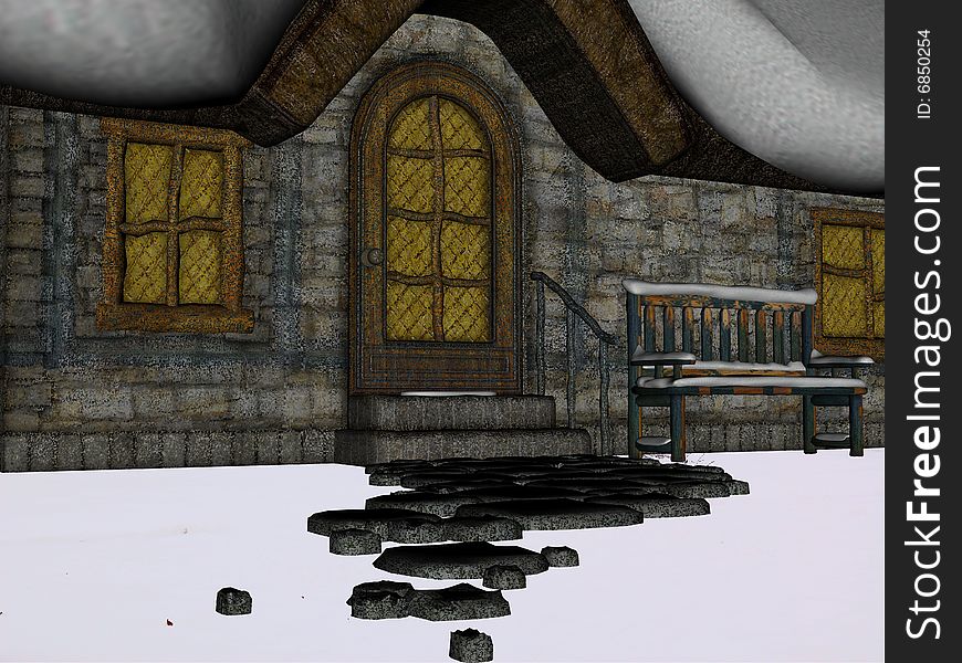 An animated image of a house covered with snow. An animated image of a house covered with snow.