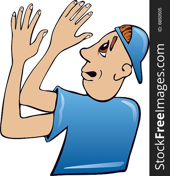 Symbolic illustration of teen boy with two left hands