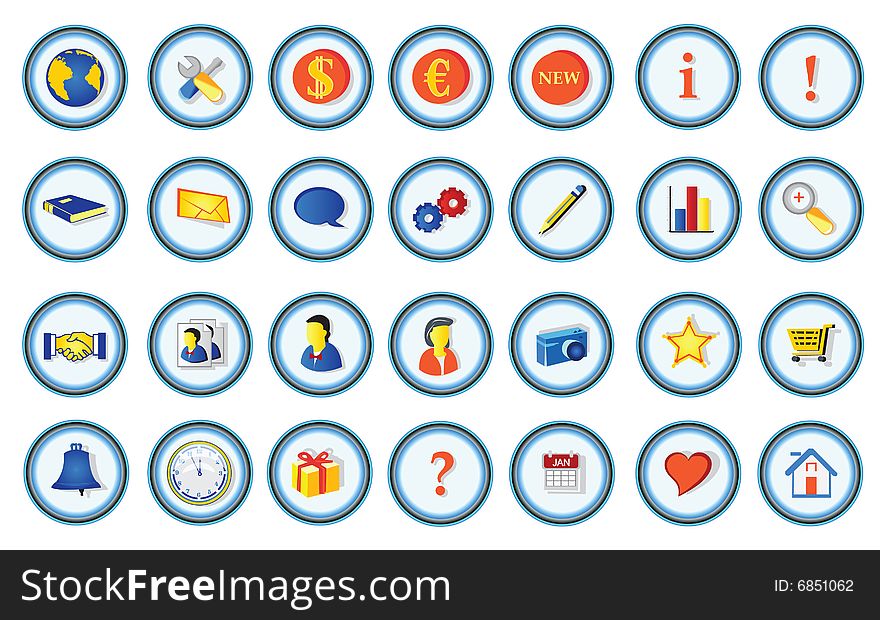 Vector illustration of 28 colored portfolio icons. Vector illustration of 28 colored portfolio icons