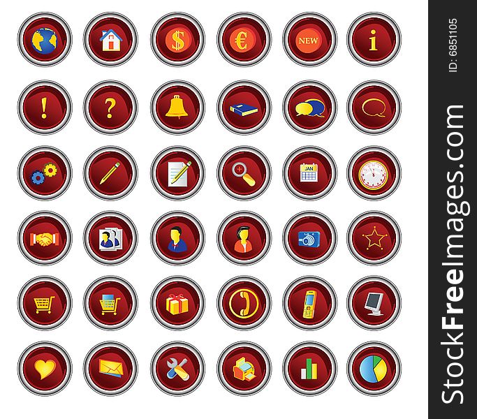 Set of 36 colored portfolio icons