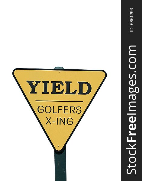 Isolated Yield Golfer Crossing Sign