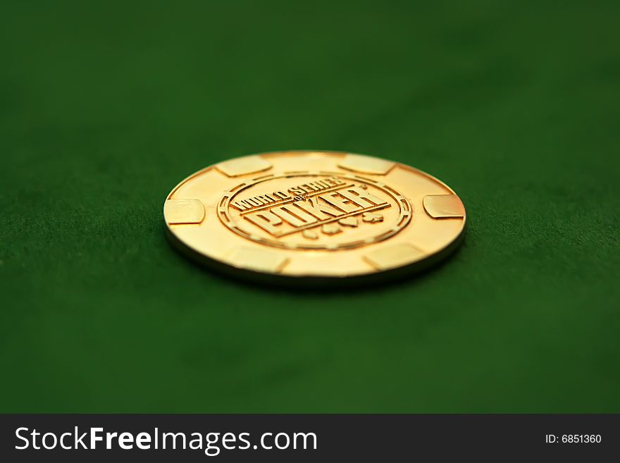 Poker table with chips lying on it. Poker table with chips lying on it