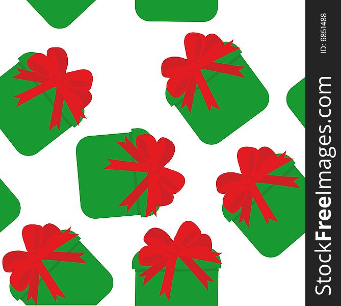 Seamless Pattern With Green Gifts