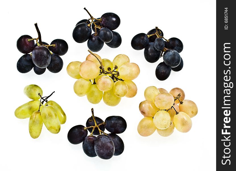 A set colorful grape isolated on white