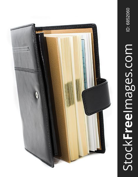 Black notebook isolated on withe background